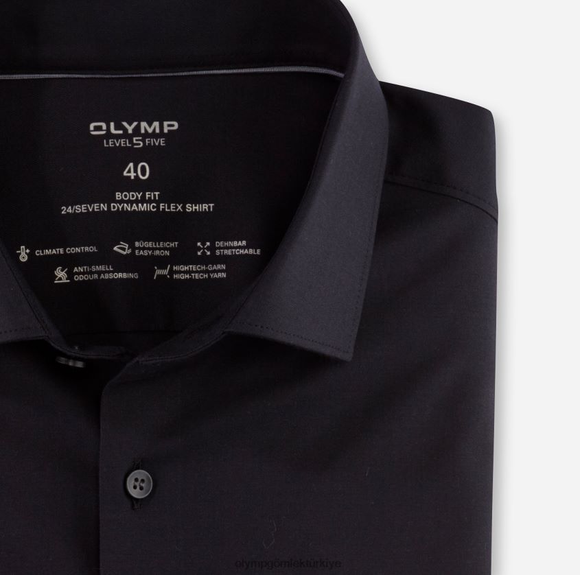 Giyim OLYMP beşinci seviye 24/7 vücuda oturan, iş gömleği, modern kent, siyah PL4DLH468 - Görsel 2