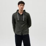 Giyim OLYMP beşinci seviye smart casual kaban, gündelik gömlek, kapüşon, zeytin rengi PL4DLH1979