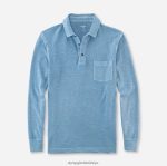 Giyim OLYMP gündelik modern kesim, polo, duman mavisi PL4DLH2132