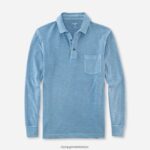 Giyim OLYMP gündelik modern kesim, polo, duman mavisi PL4DLH2132