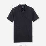 Giyim OLYMP gündelik modern kesim, polo, siyah PL4DLH2074