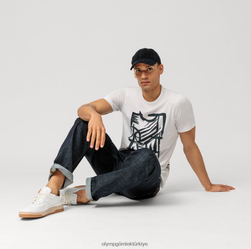 Giyim OLYMP gündelik modern kesim, tişört, beyaz PL4DLH2019 - Görsel 2
