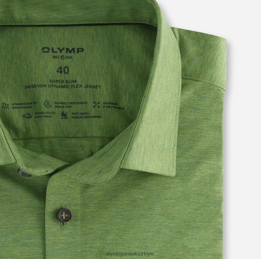 Giyim OLYMP HAYIR. six 24/seven süper ince, iş gömleği, urban kent, kristal yeşili PL4DLH198 - Görsel 2