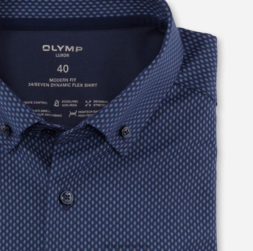 Giyim OLYMP luxor 24/seven modern kesim, iş gömleği, düğmeli, deniz mavisi PL4DLH1013 - Görsel 2
