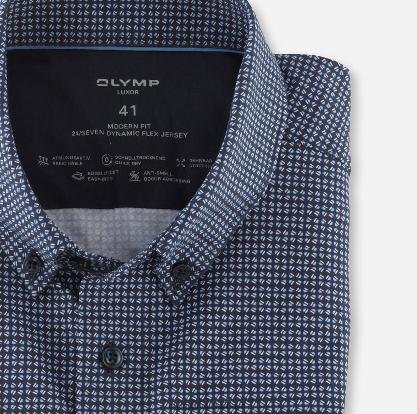 Giyim OLYMP luxor 24/seven modern kesim, iş gömleği, düğmeli, deniz mavisi PL4DLH1077 - Görsel 2