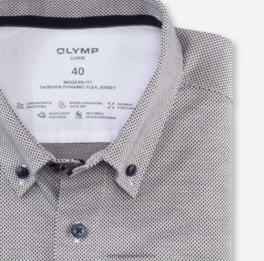 Giyim OLYMP luxor 24/seven modern kesim, iş gömleği, düğmeli, zeytin rengi PL4DLH1027 - Görsel 2
