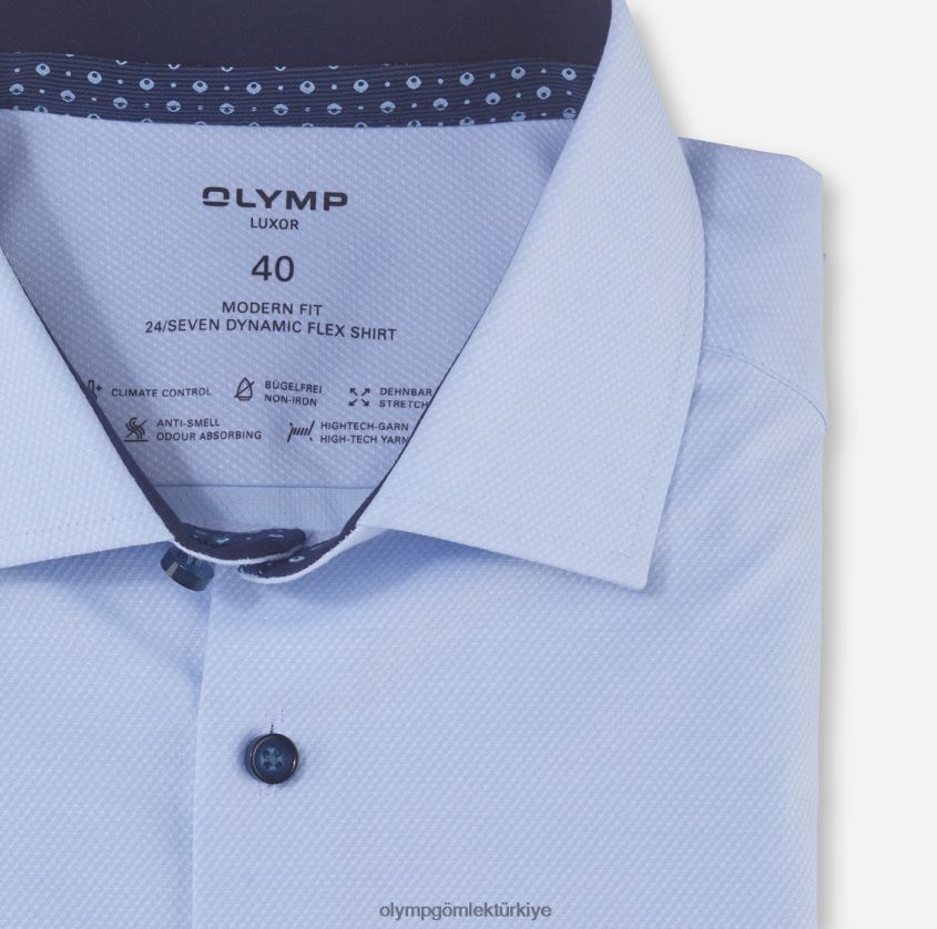 Giyim OLYMP luxor 24/seven modern kesim, iş gömleği, global kent, açık mavi PL4DLH1325 - Görsel 2
