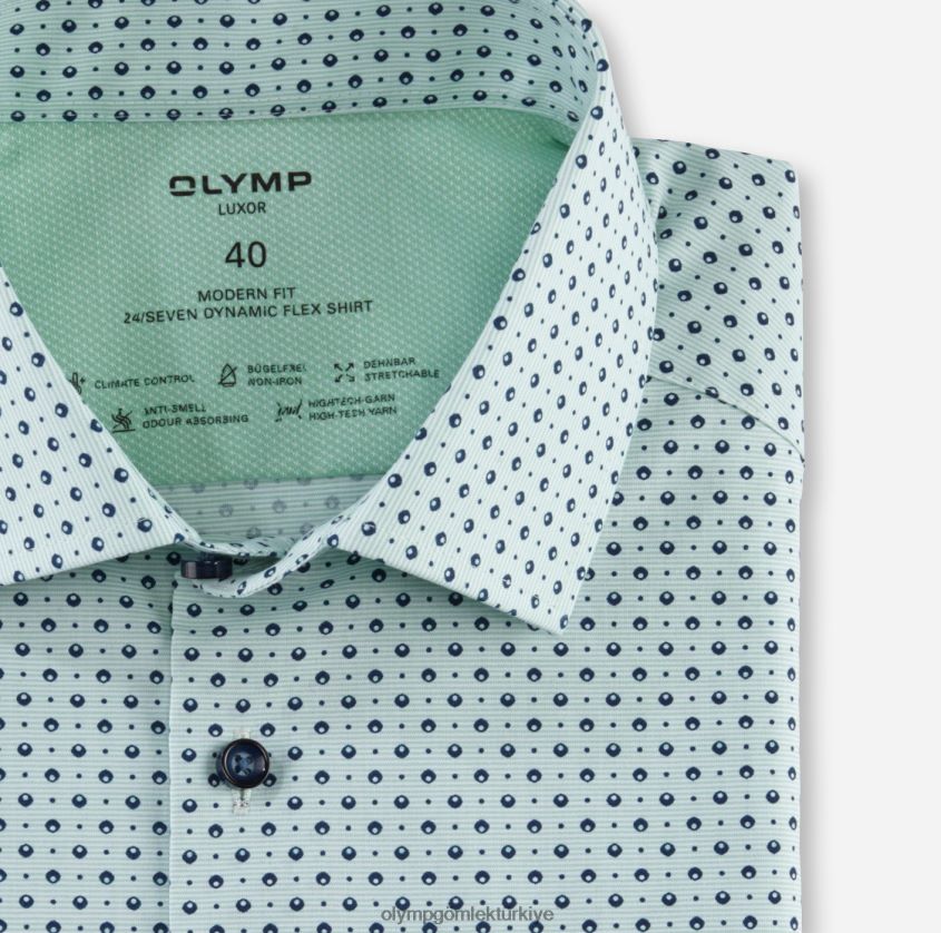 Giyim OLYMP luxor 24/seven modern kesim, iş gömleği, global kent, açık yeşil PL4DLH1187 - Görsel 2