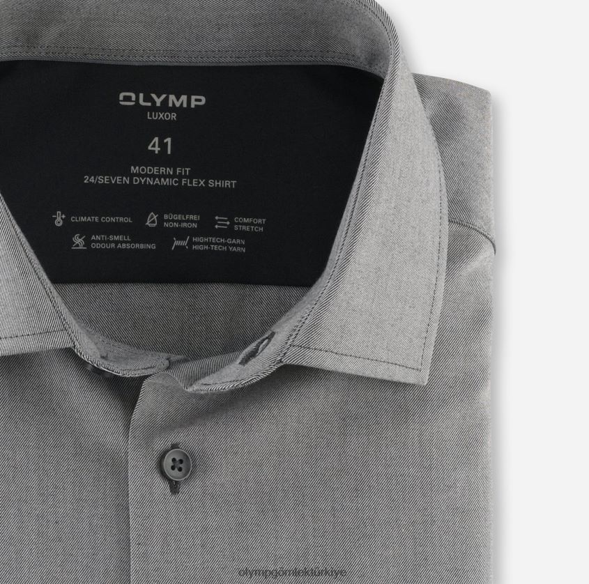 Giyim OLYMP luxor 24/seven modern kesim, iş gömleği, global kent, antrasit PL4DLH1182 - Görsel 2