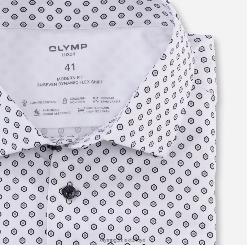 Giyim OLYMP luxor 24/seven modern kesim, iş gömleği, global kent, beyaz PL4DLH1060 - Görsel 2