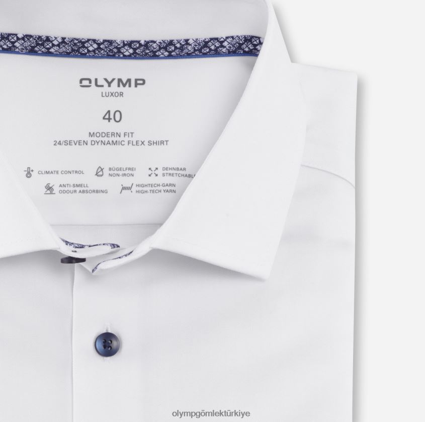 Giyim OLYMP luxor 24/seven modern kesim, iş gömleği, global kent, beyaz PL4DLH1068 - Görsel 2