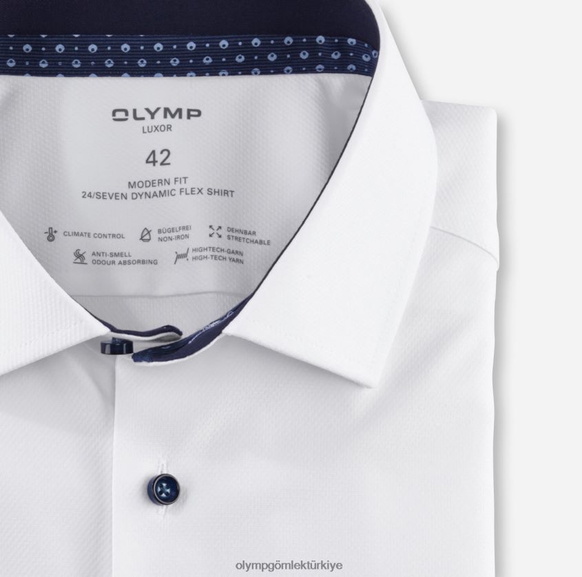 Giyim OLYMP luxor 24/seven modern kesim, iş gömleği, global kent, beyaz PL4DLH1287 - Görsel 2