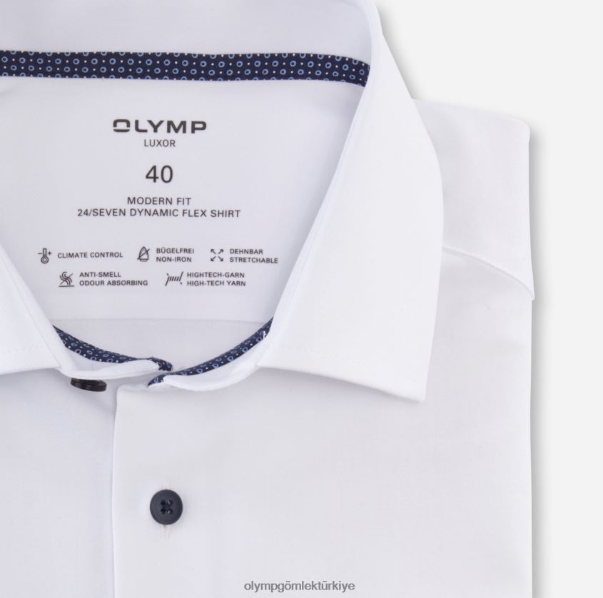 Giyim OLYMP luxor 24/seven modern kesim, iş gömleği, global kent, beyaz PL4DLH1398 - Görsel 2