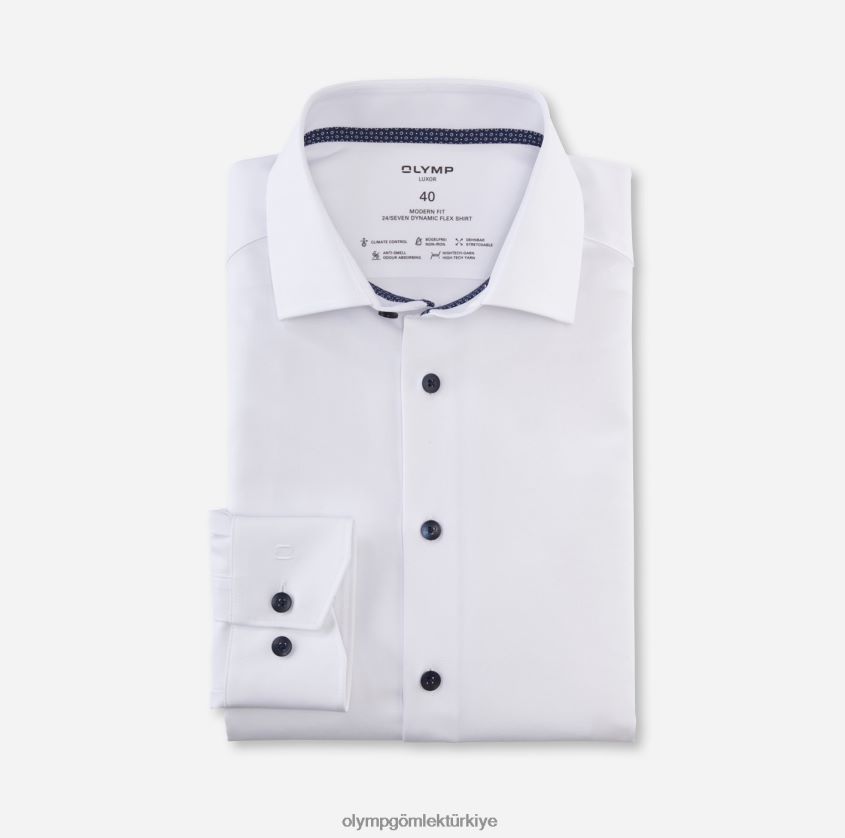Giyim OLYMP luxor 24/seven modern kesim, iş gömleği, global kent, beyaz PL4DLH1398 - Görsel 1