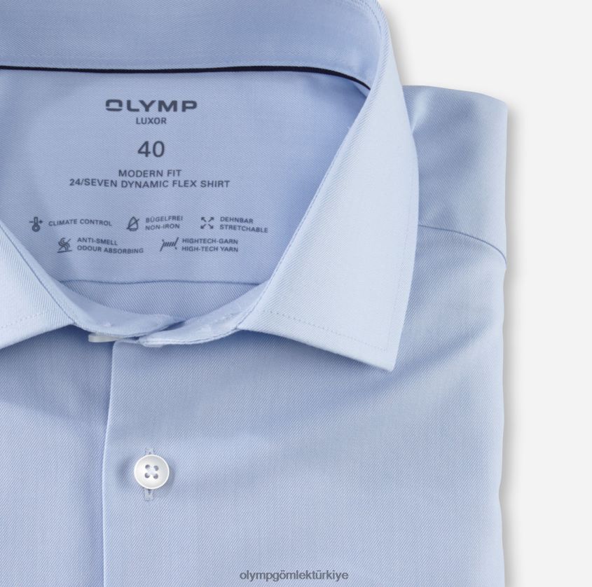 Giyim OLYMP luxor 24/seven modern kesim, iş gömleği, global kent, bleu PL4DLH1047 - Görsel 2