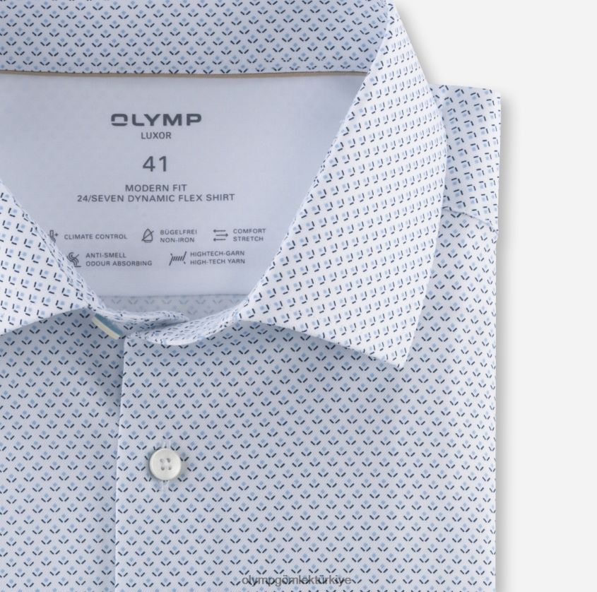 Giyim OLYMP luxor 24/seven modern kesim, iş gömleği, global kent, bleu PL4DLH1138 - Görsel 2