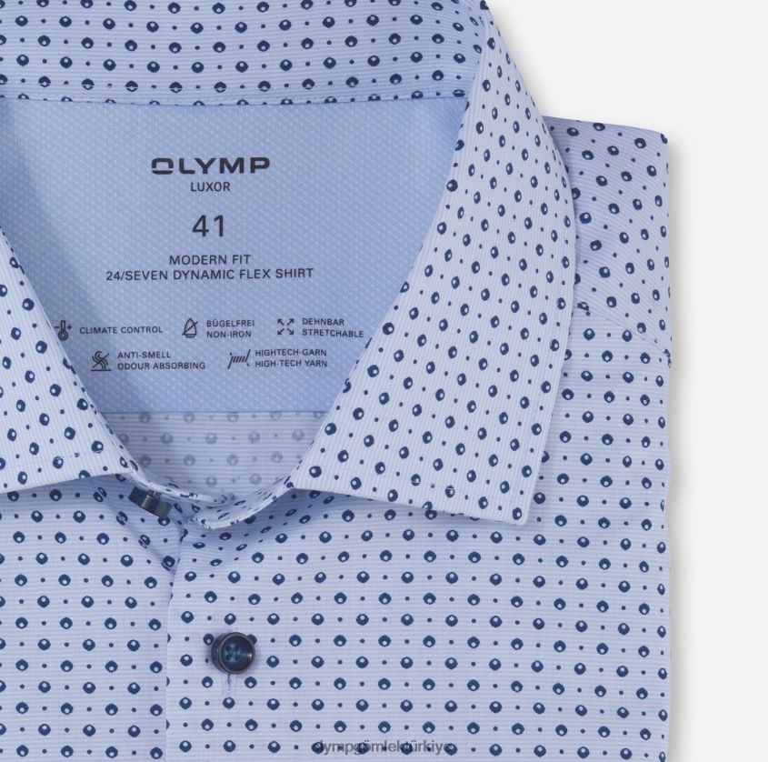 Giyim OLYMP luxor 24/seven modern kesim, iş gömleği, global kent, bleu PL4DLH1141 - Görsel 2