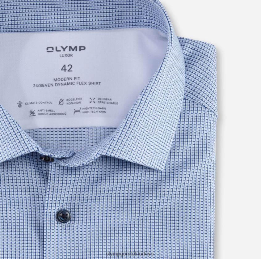 Giyim OLYMP luxor 24/seven modern kesim, iş gömleği, global kent, bleu PL4DLH1259 - Görsel 2