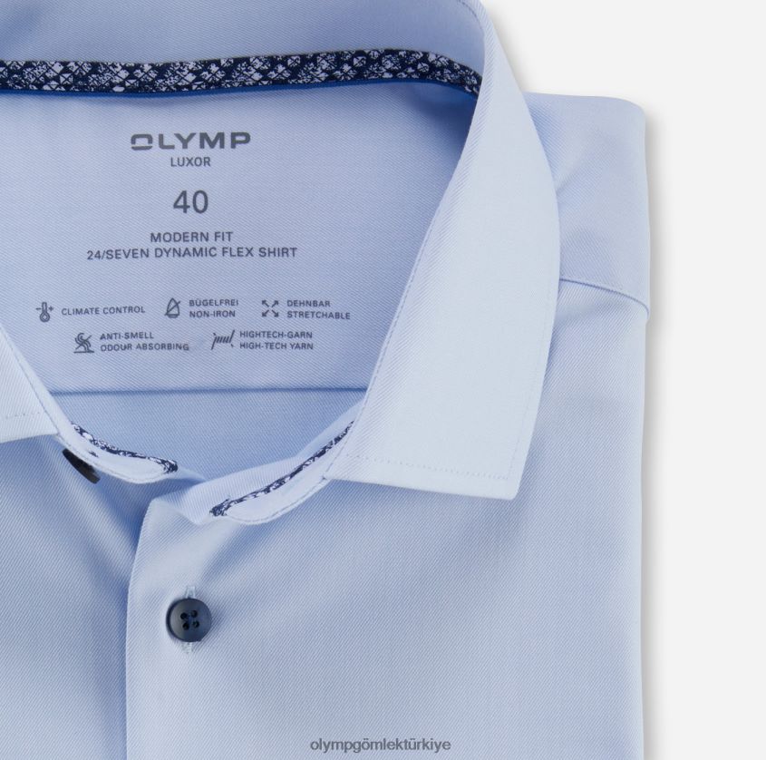 Giyim OLYMP luxor 24/seven modern kesim, iş gömleği, global kent, bleu PL4DLH1300 - Görsel 2