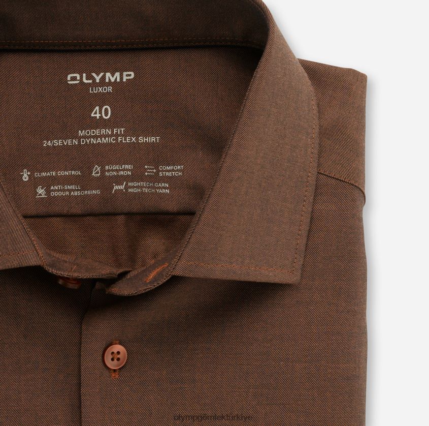 Giyim OLYMP luxor 24/seven modern kesim, iş gömleği, global kent, kırmızı turuncu PL4DLH1353 - Görsel 2