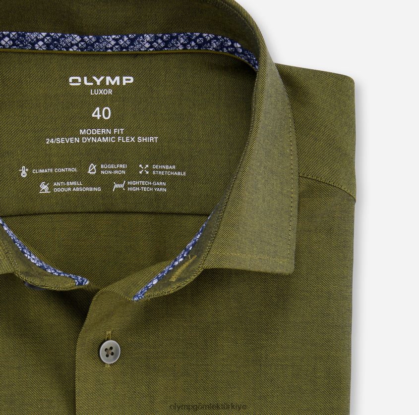 Giyim OLYMP luxor 24/seven modern kesim, iş gömleği, global kent, koyu yeşil PL4DLH1120 - Görsel 2