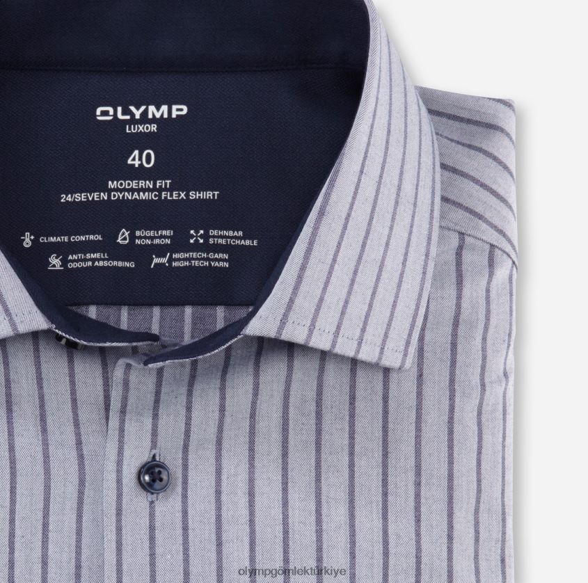 Giyim OLYMP luxor 24/seven modern kesim, iş gömleği, global kent, marine PL4DLH1073 - Görsel 2