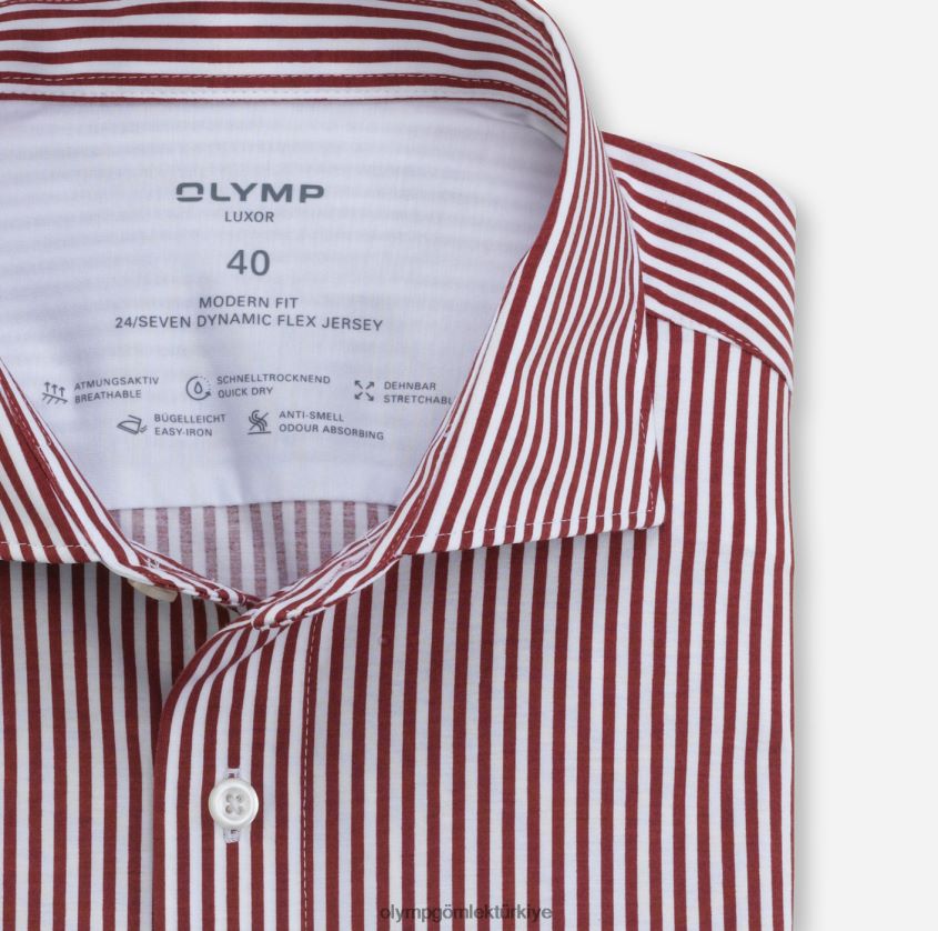 Giyim OLYMP luxor 24/seven modern kesim, iş gömleği, kent, kırmızı PL4DLH1343 - Görsel 2
