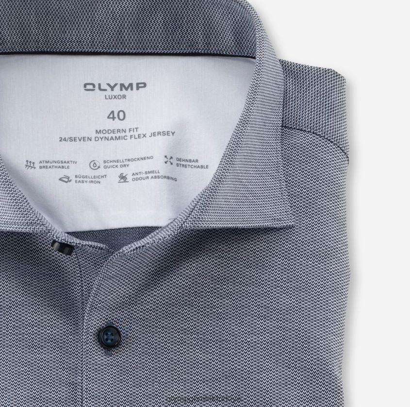 Giyim OLYMP luxor 24/seven modern kesim, iş gömleği, kent, marine PL4DLH1143 - Görsel 2