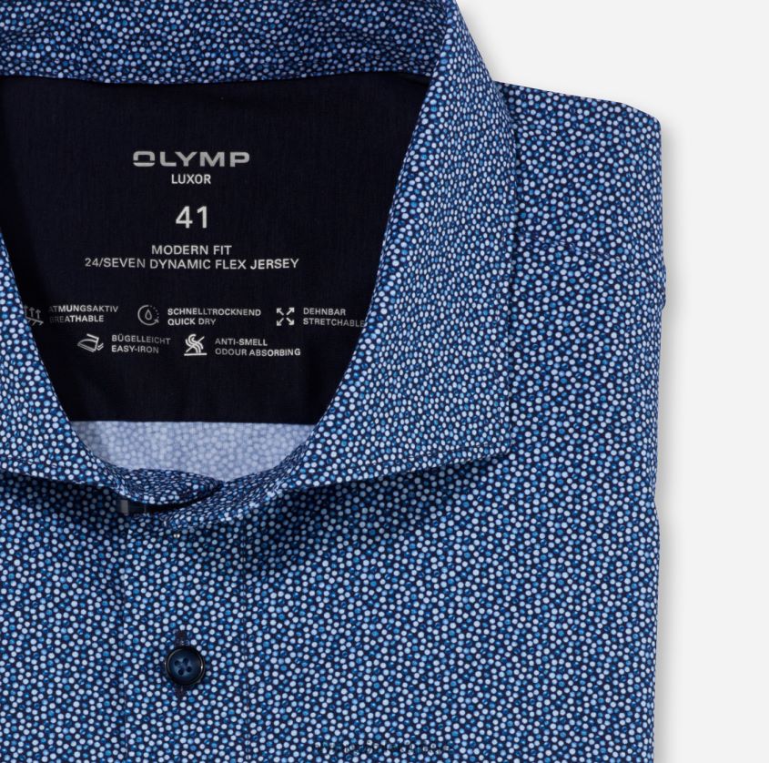 Giyim OLYMP luxor 24/seven modern kesim, iş gömleği, kent, marine PL4DLH1169 - Görsel 2
