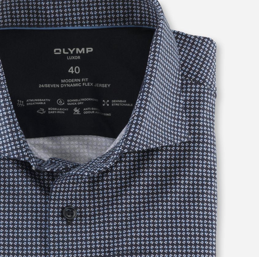 Giyim OLYMP luxor 24/seven modern kesim, iş gömleği, kent, marine PL4DLH923 - Görsel 2