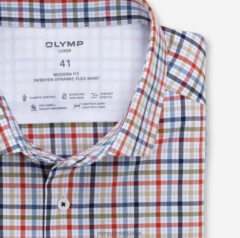 Giyim OLYMP luxor 24/seven modern kesim, iş gömleği, modern kent, kırmızı turuncu PL4DLH1371 - Görsel 2