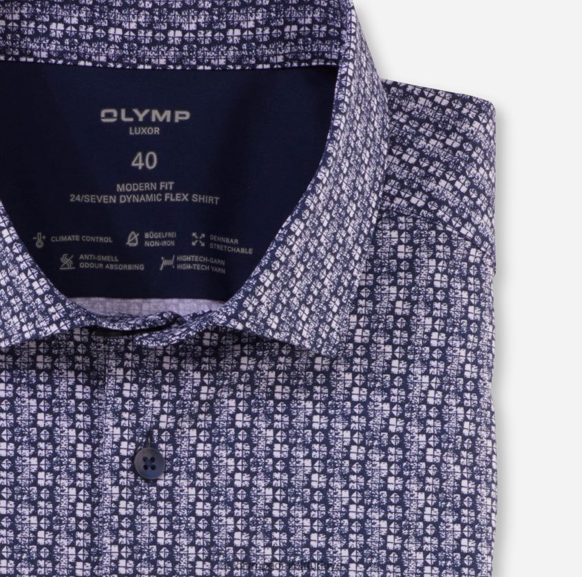 Giyim OLYMP luxor 24/seven modern kesim, iş gömleği, modern kent, marine PL4DLH999 - Görsel 2