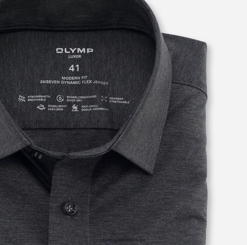 Giyim OLYMP luxor 24/seven modern kesim, iş gömleği, yeni kent, antrasit PL4DLH1056 - Görsel 2