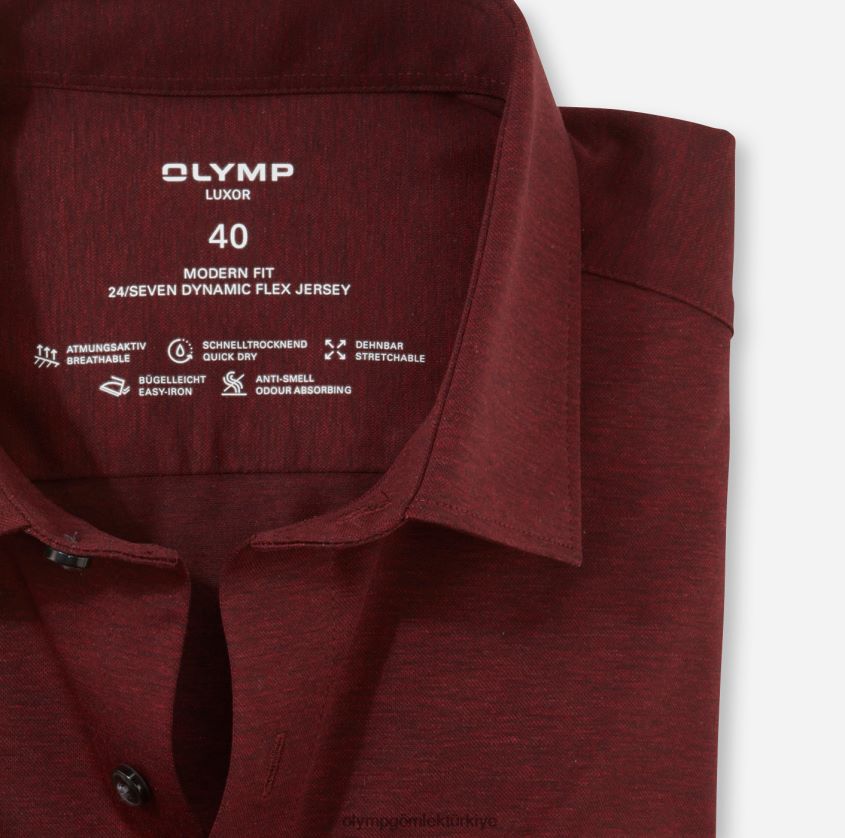 Giyim OLYMP luxor 24/seven modern kesim, iş gömleği, yeni kent, koyu kırmızı PL4DLH1108 - Görsel 2