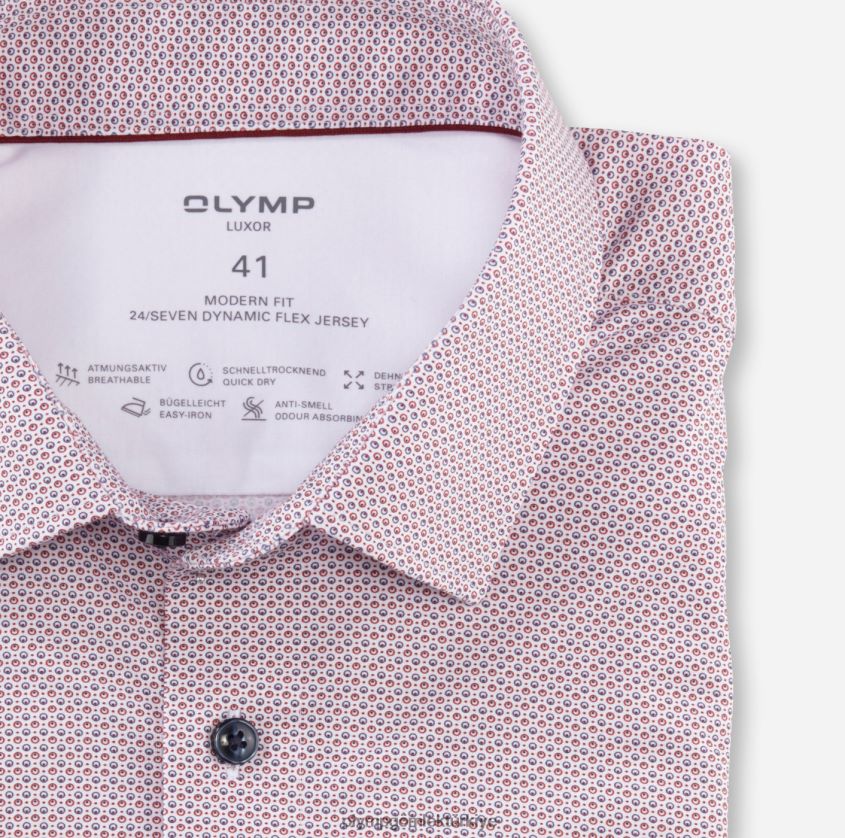 Giyim OLYMP luxor 24/seven modern kesim, iş gömleği, yeni kent, koyu kırmızı PL4DLH1122 - Görsel 2