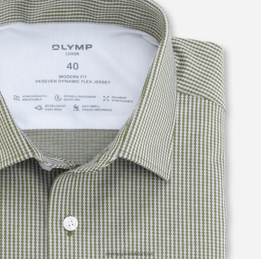 Giyim OLYMP luxor 24/seven modern kesim, iş gömleği, yeni kent, zeytin PL4DLH1324 - Görsel 2
