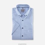 Giyim OLYMP Luxor Comfort kesim, iş gömleği, düğmeli, mavi PL4DLH1649