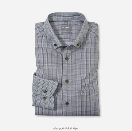 Giyim OLYMP Luxor Comfort kesim, iş gömleği, düğmeli, zeytin rengi PL4DLH1667