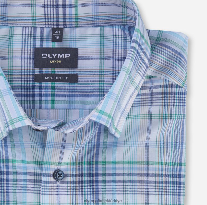 Giyim OLYMP Luxor modern kesim, iş gömleği, düğmeli, aqua PL4DLH1153 - Görsel 2