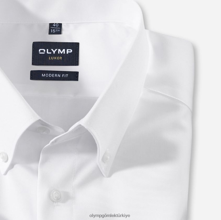 Giyim OLYMP Luxor modern kesim, iş gömleği, düğmeli, beyaz PL4DLH1379 - Görsel 2
