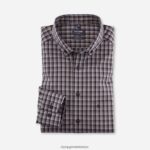 Giyim OLYMP Luxor modern kesim, iş gömleği, düğmeli, boz kahverengi PL4DLH1063