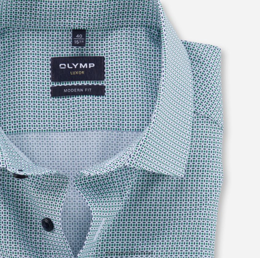 Giyim OLYMP Luxor modern kesim, iş gömleği, global kent, açık yeşil PL4DLH1222 - Görsel 2