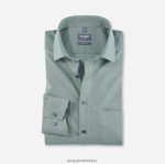 Giyim OLYMP Luxor modern kesim, iş gömleği, global kent, açık yeşil PL4DLH1326