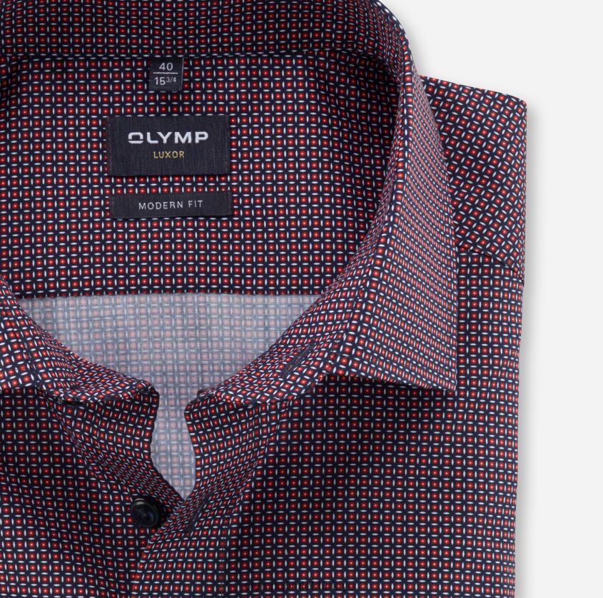 Giyim OLYMP Luxor modern kesim, iş gömleği, global kent, kırmızı PL4DLH1163 - Görsel 2