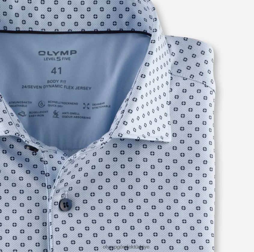 Giyim OLYMP seviye beş 24/7 vücuda oturan, iş gömleği, kent, bleu PL4DLH500 - Görsel 2