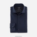 Giyim OLYMP seviye beş 24/7 vücuda oturan, iş gömleği, kent, marine PL4DLH804