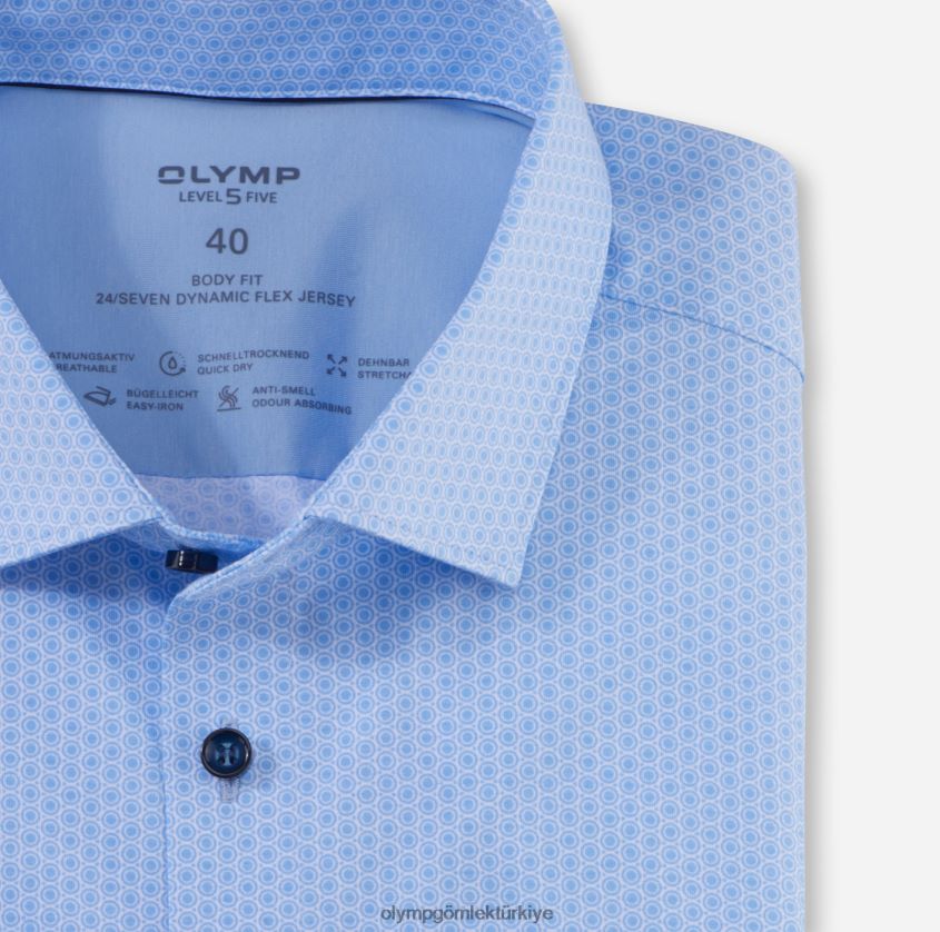 Giyim OLYMP seviye beş 24/7 vücuda oturan, iş gömleği, modern kent, bleu PL4DLH455 - Görsel 2