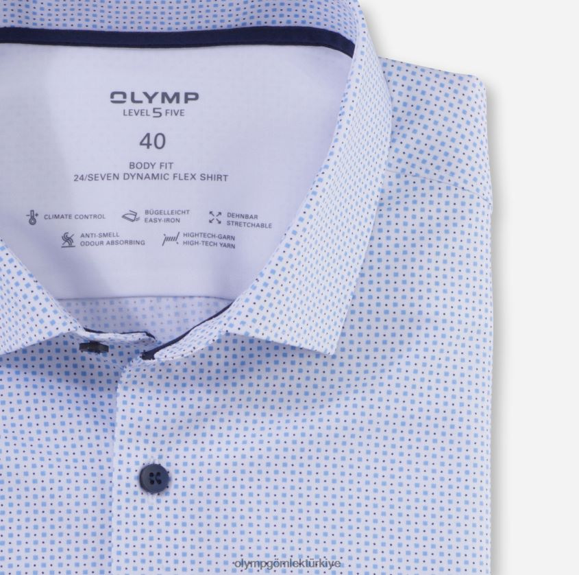 Giyim OLYMP seviye beş 24/7 vücuda oturan, iş gömleği, modern kent, bleu PL4DLH464 - Görsel 2