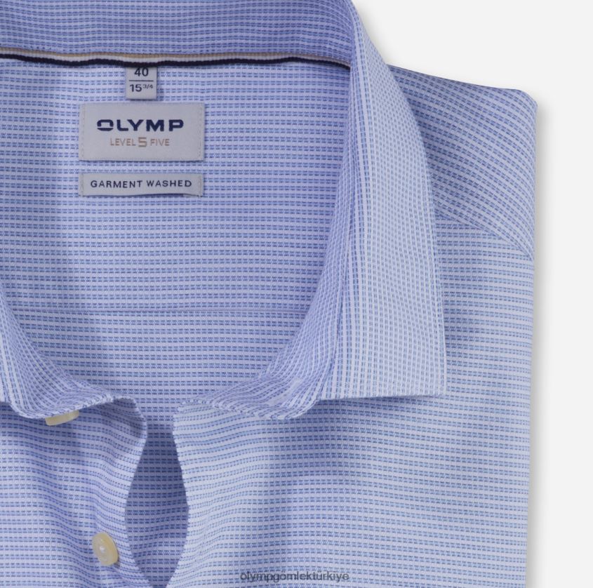Giyim OLYMP seviye beş giysi yıkanmış vücuda oturan, iş gömleği, kent, bleu PL4DLH490 - Görsel 2