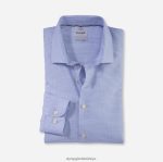 Giyim OLYMP seviye beş giysi yıkanmış vücuda oturan, iş gömleği, kent, bleu PL4DLH490